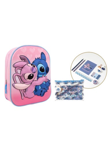 Disney Pink Stitch Back to School Backpack and Stationary Set