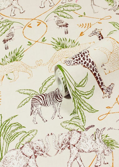 furn. Serengeti Exotic Animal Wallpaper (53 x 1050cm)