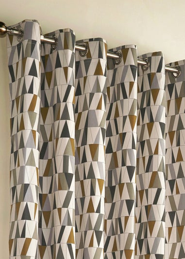 furn. Reno Geometric Eyelet Curtains