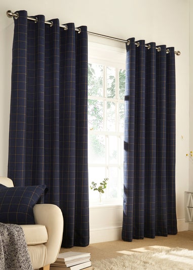 furn. Ellis Windowpane Check Eyelet Curtains