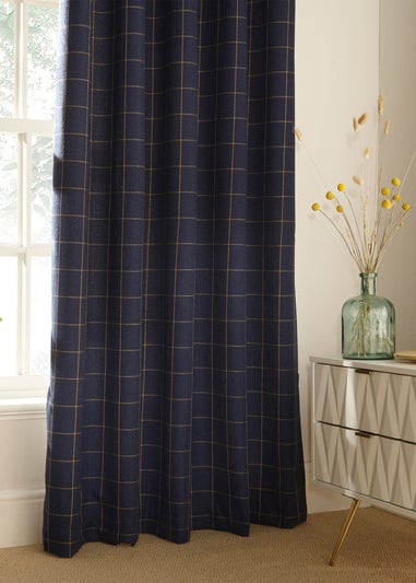 furn. Ellis Windowpane Check Eyelet Curtains