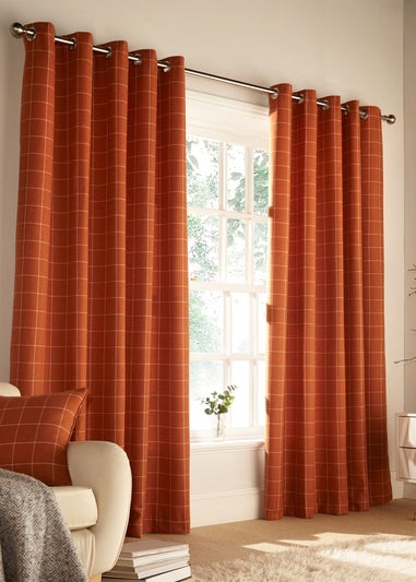 furn. Ellis Windowpane Check Eyelet Curtains