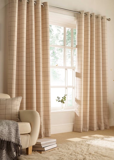 furn. Ellis Windowpane Check Eyelet Curtains