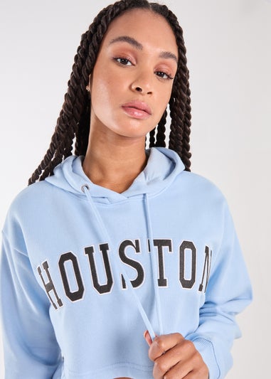 Pink Vanilla Blue Houston Cropped Hoodie