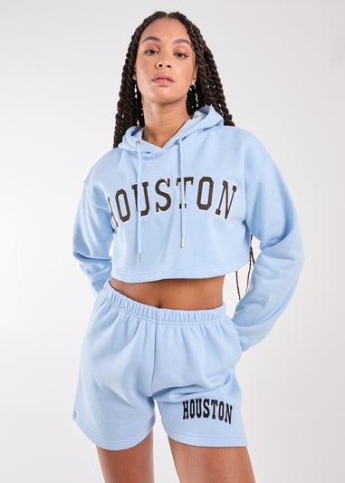 Pink Vanilla Blue Houston Cropped Hoodie