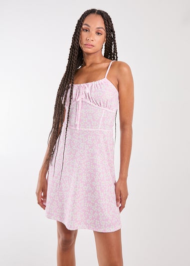 Pink Vanilla Pink Daisy Ditsy Strappy Mini Dress