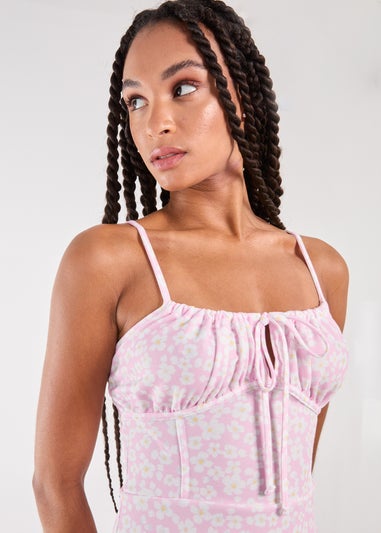 Pink Vanilla Pink Daisy Ditsy Strappy Mini Dress