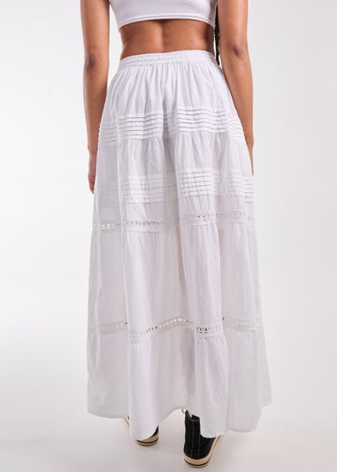 Pink Vanilla White Prairie Tiered Maxi Skirt