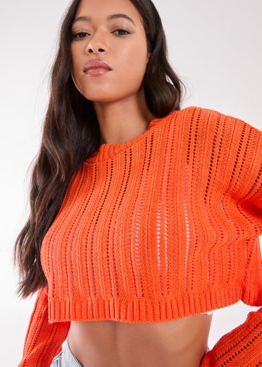 Pink Vanilla Orange Crochet Super Cropped Jumper