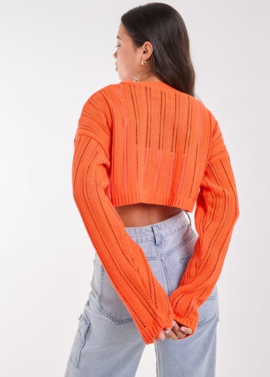 Pink Vanilla Orange Crochet Super Cropped Jumper