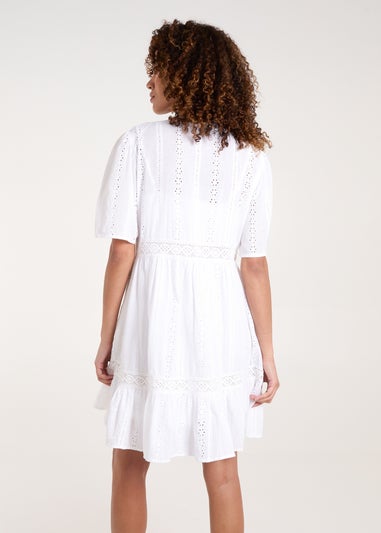 Blue Vanilla Ivory Broderie Tiered Mini Dress