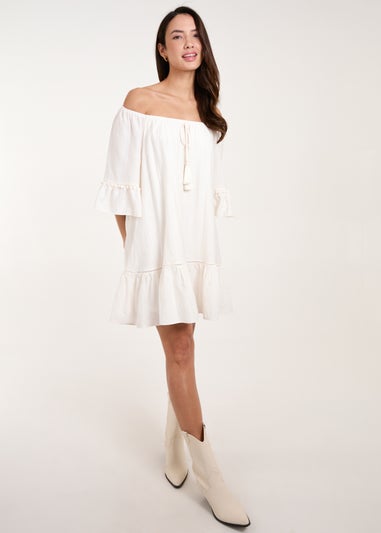 Blue Vanilla Ivory On Off Shoulder Tunic Dress