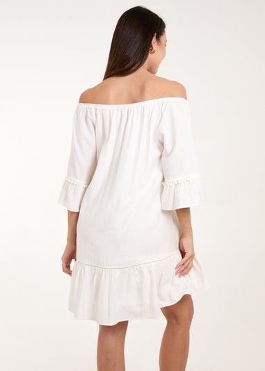 Blue Vanilla Ivory On Off Shoulder Tunic Dress