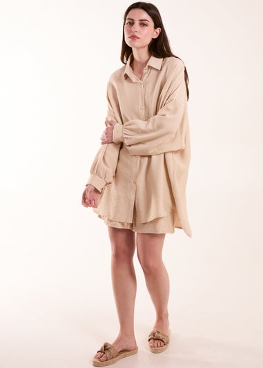 Blue Vanilla Stone Linen Shorts & Shirt Set