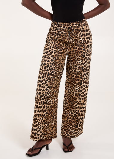 Blue Vanilla Brown Wide Leg Leopard Trousers