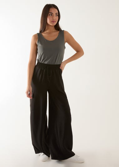 Blue Vanilla Black Wide Leg Combat Trousers