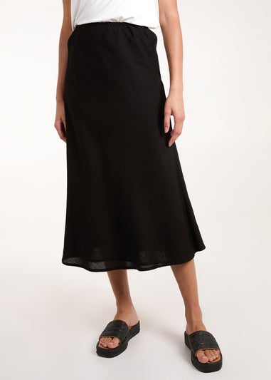 Blue Vanilla Black Bias Cut Midi Skirt