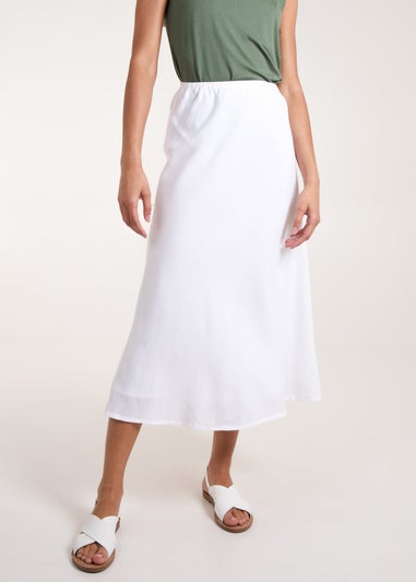 Blue Vanilla White Bias Cut Midi Skirt