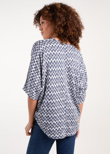 Blue Vanilla Navy Zig Zag Front Top