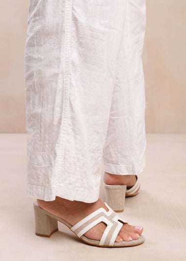 Where's That From Drama White Pu Strappy Block Heel Sandals