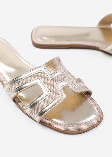 Where's That From Surge Gold Metallic Cut Out Strap Sandals