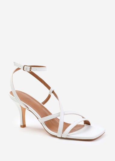 Where's That From Austin White Wide-Fit Cross Over Mid Heels - Matalan