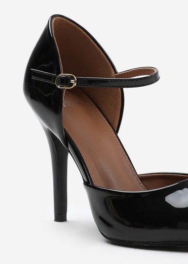 Where's That From Reflex Black Patent Mid-High Pointed Toe Heels