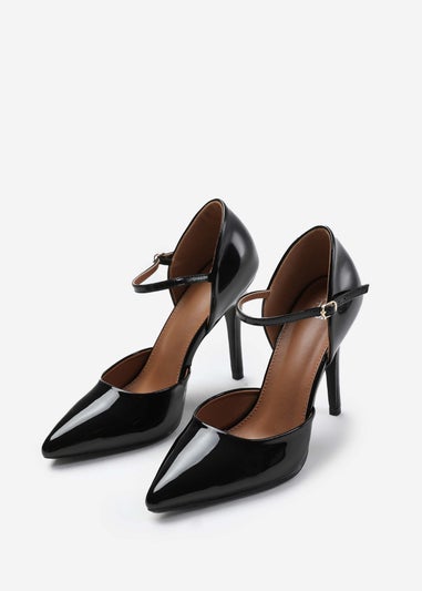 Where's That From Reflex Black Patent Mid-High Pointed Toe Heels