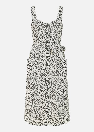 Yumi White Animal Print Button Up Sundress