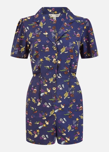 Yumi Navy Recycled Sealife Playsuit