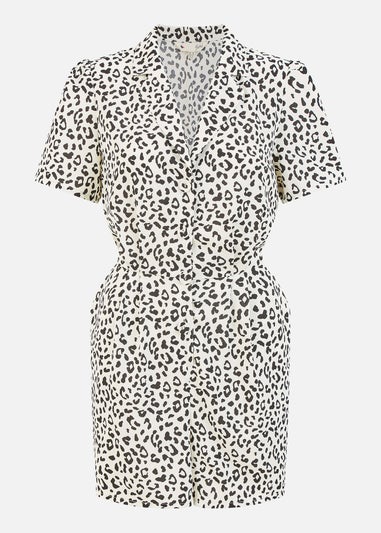 Yumi White Leopard Print Playsuit