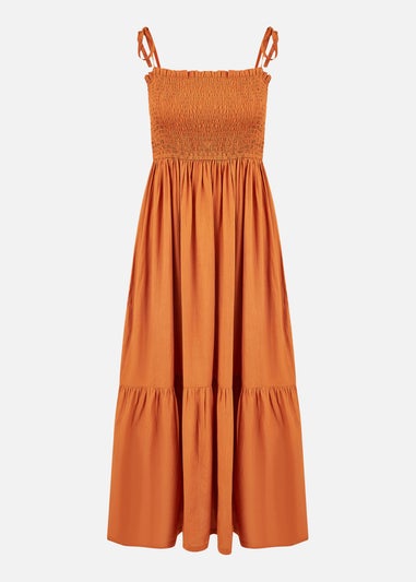 Yumi Orange Midi Sun Dress