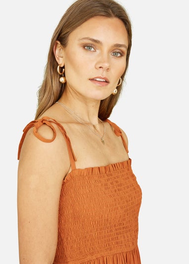 Yumi Orange Midi Sun Dress