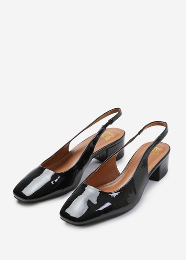 Where's That From Michigan Black Wide-Fit Square Toe Slingback Heels