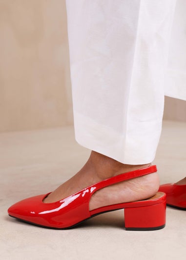 Where's That From Michigan Red Wide-Fit Square Toe Slingback Heels