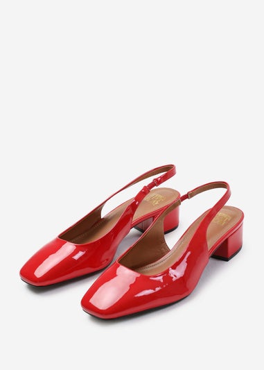 Where's That From Michigan Red Wide-Fit Square Toe Slingback Heels