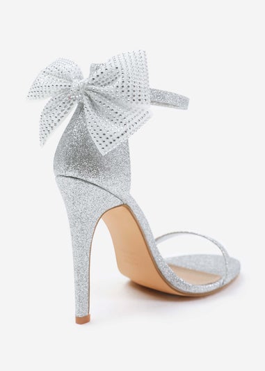 Where's That From Chicago Silver High Heel With Diamante Bow