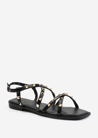 Where's That From Montana Black Gladiator Sandal With Studd Detail ...