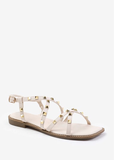 Where's That From Montana Cream Gladiator Sandal With Studd Detail