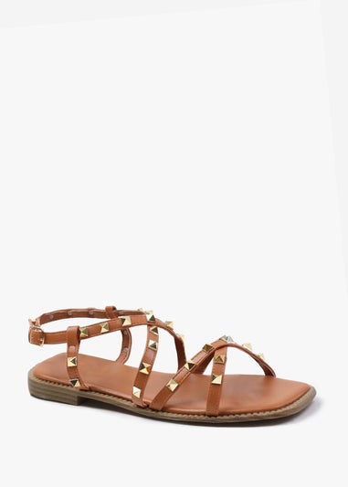 Where's That From Montana Tan Gladiator Sandal With Studd Detail