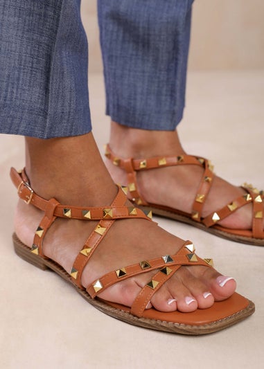 Where's That From Montana Tan Gladiator Sandal With Studd Detail