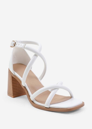 Where's That From Illinois White Cross Over Multi Strap Heels