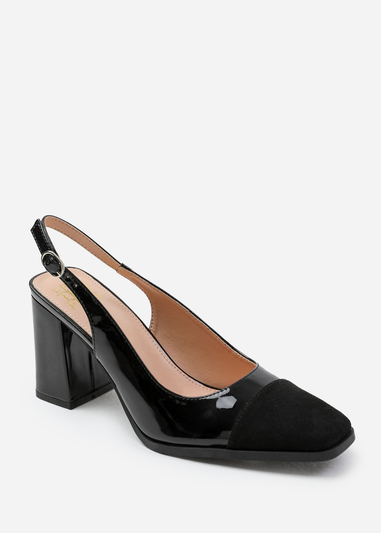 Where's That From Helsinki Black Mid Block Toe Cap Heels