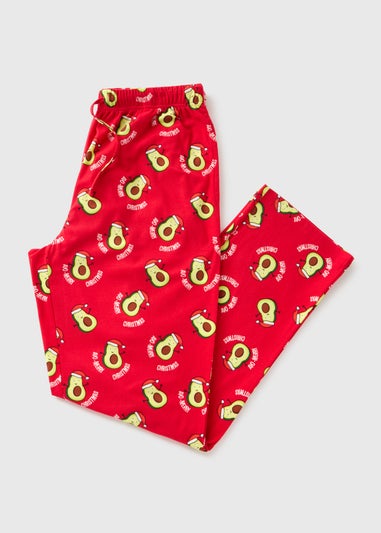 Red Christmas Avocado Fleece Pyjama Bottoms