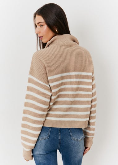 In The Style Oatmeal Quarter Zip Jumper