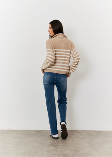 In The Style Oatmeal Quarter Zip Jumper