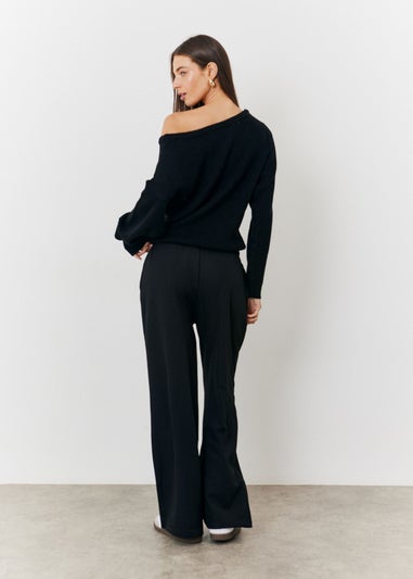 In The Style Black Off Shoulder Knit Jumper