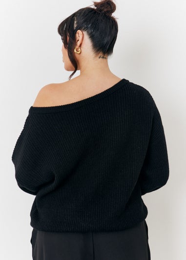 In The Style Black Off Shoulder Knit Jumper