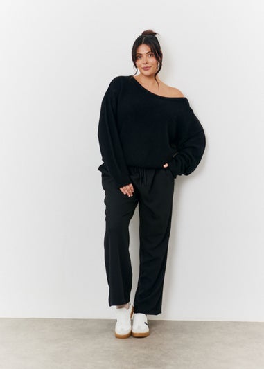 In The Style Black Off Shoulder Knit Jumper