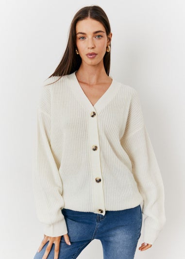 In The Style Cream Button Front Knit Cardigan